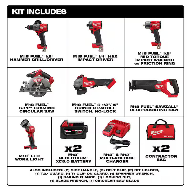 18-Volt Lithium-Ion Brushless Cordless Combo Kit (7-Tool) V8034