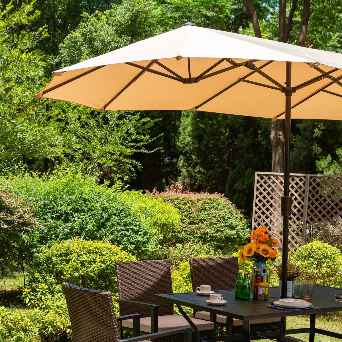 13 ft Double Sided Beige Patio Umbrella G710073