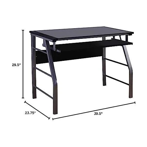 Glass and Metal Computer Workstation Desk J57587