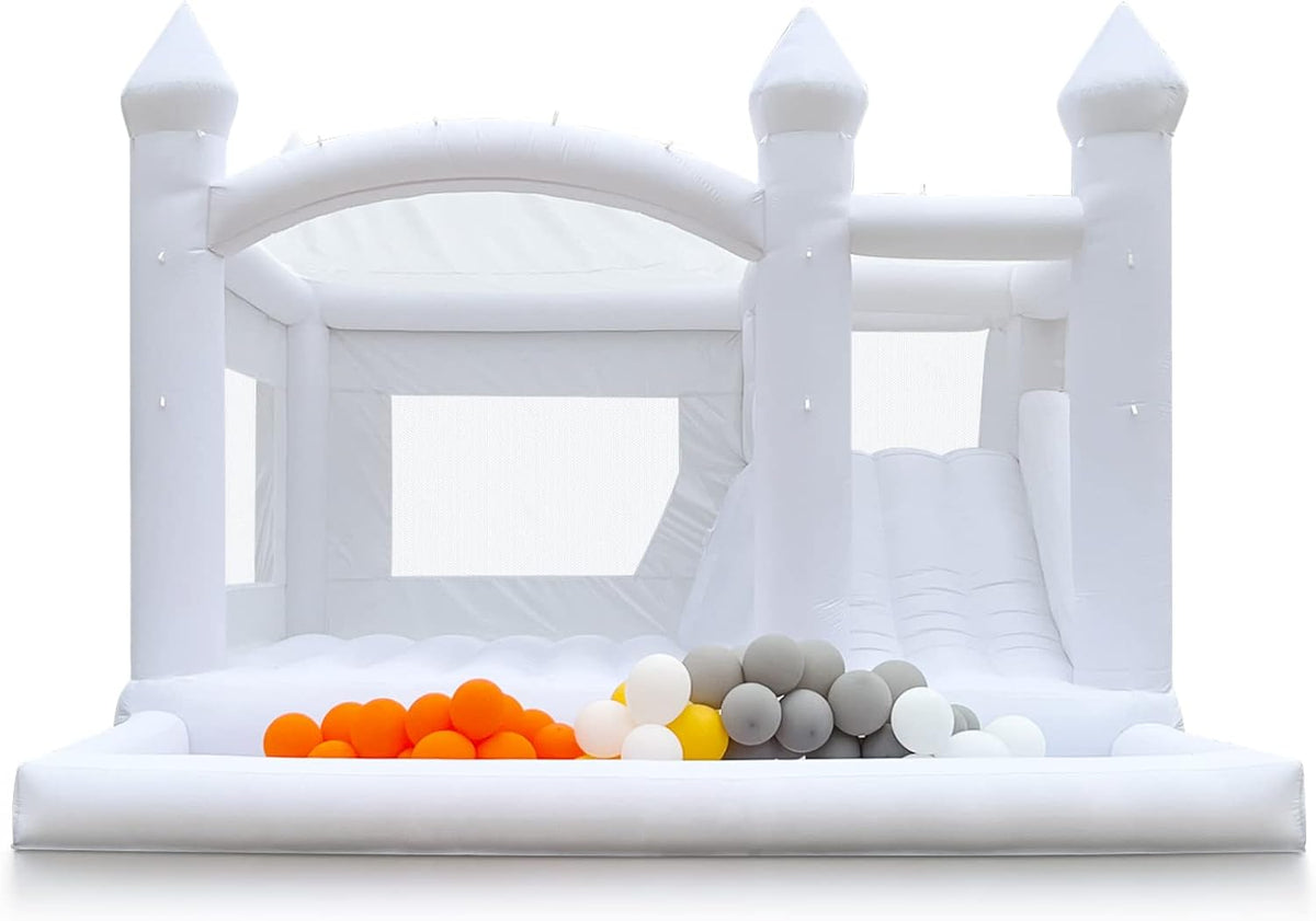White 15FTx13FT Oxford Cloth Inflatable Bounce House with Slide Ball Pit L824241