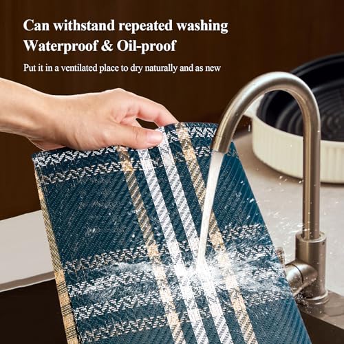Gold Placemats Set of 6 Rectangle Vinyl Table Mats U3946