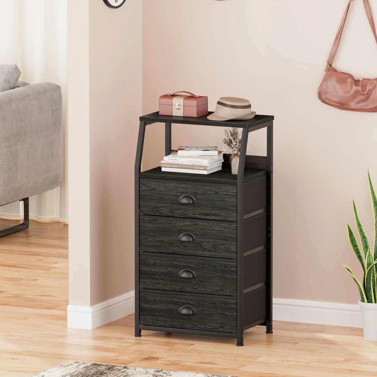 White 4-Drawer Fabric Dresser X12224