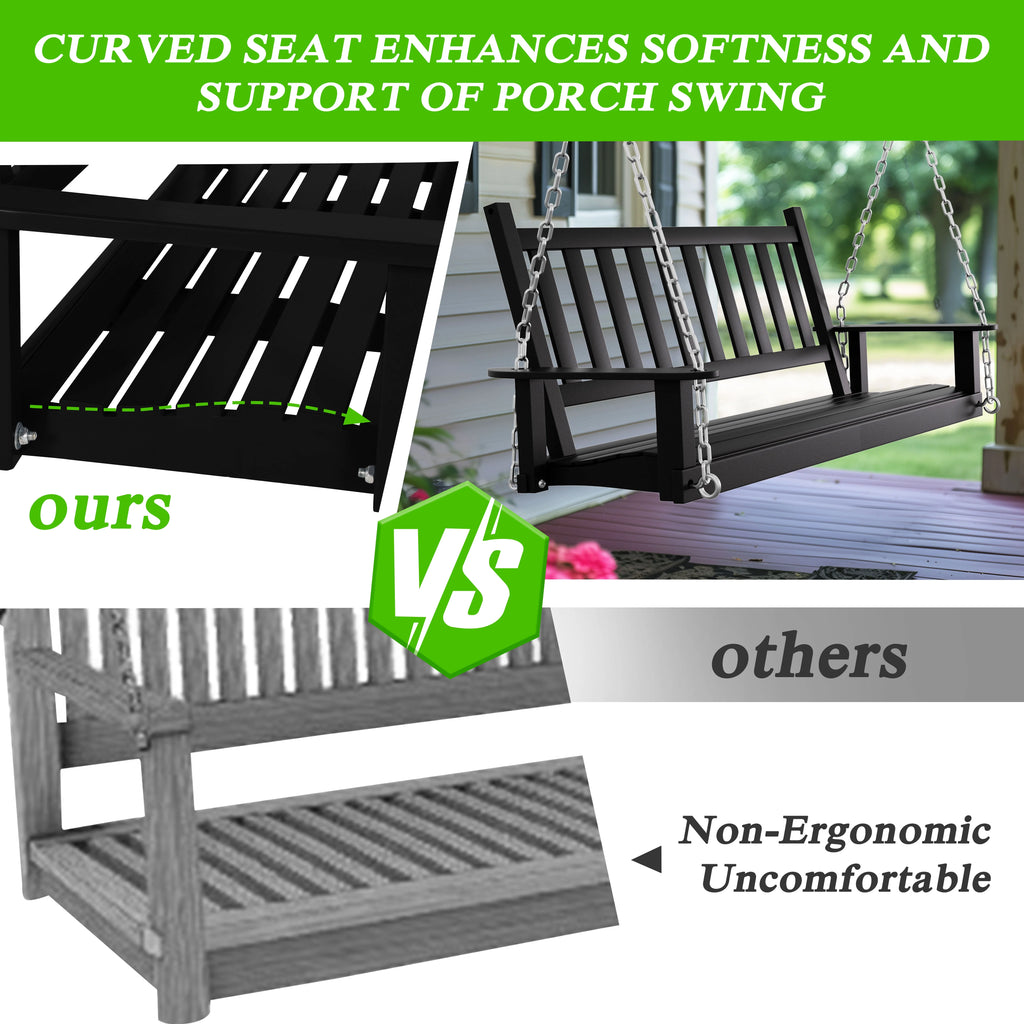 2-Seat Hanging Wooden Porch Swing O99124