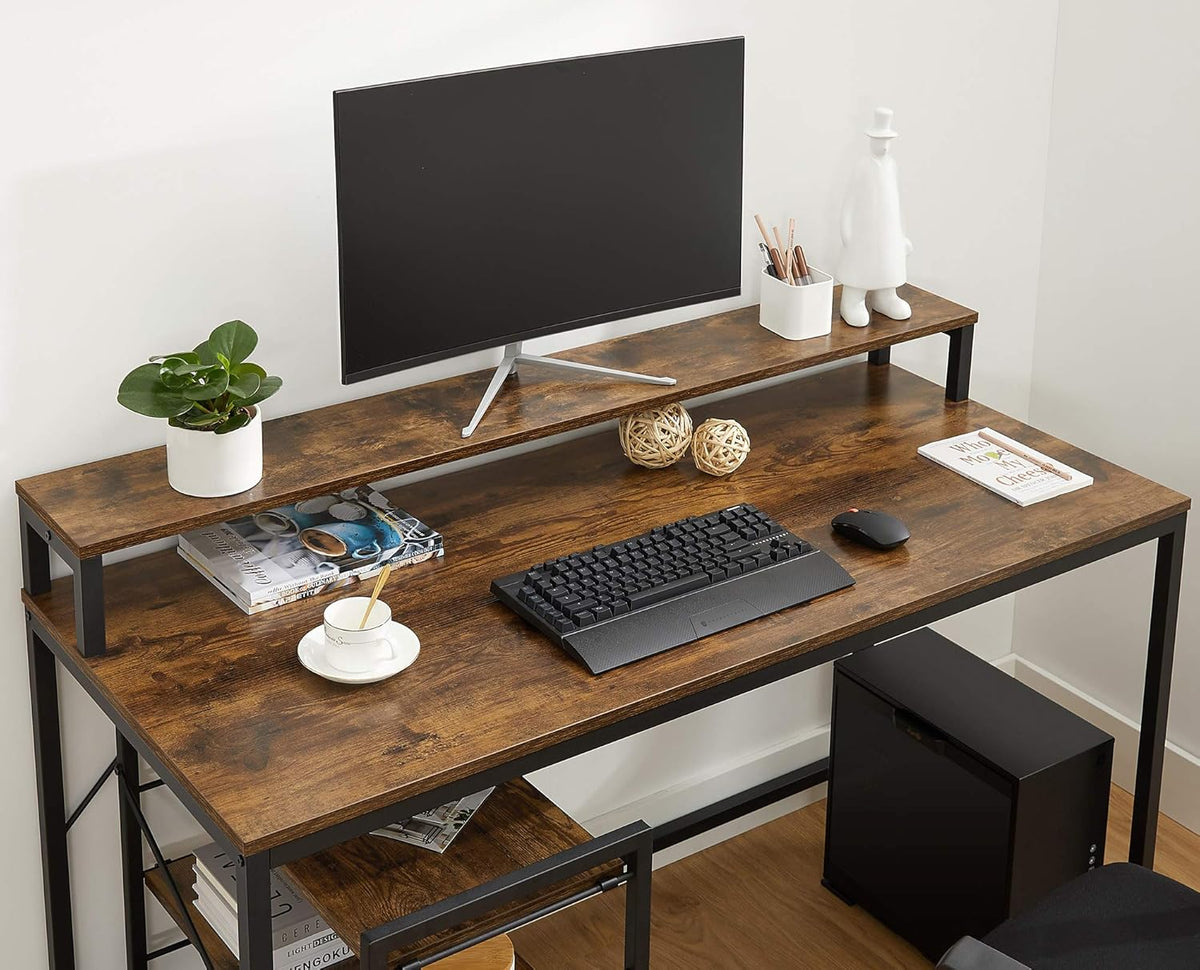 Computer Desk with Monitor Stand and Storage Shelves B669117