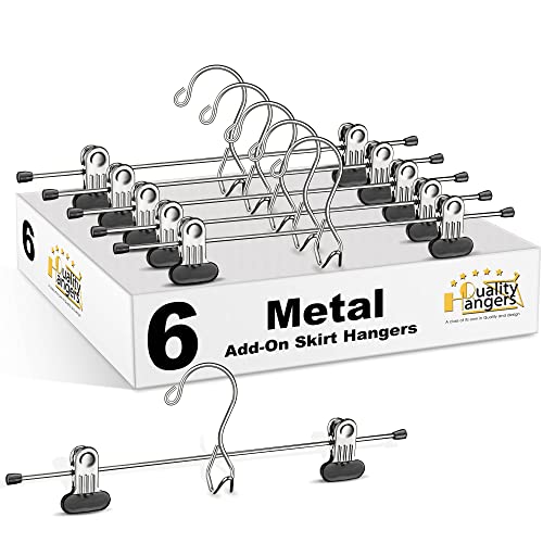 6 Pc Heavy Duty Metal Pants Hangers with Adjustable Clips W9428