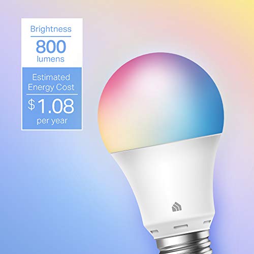 4 Count Smart WiFi Light Bulbs, Multicolor A19 9W 800 Lumens G49073
