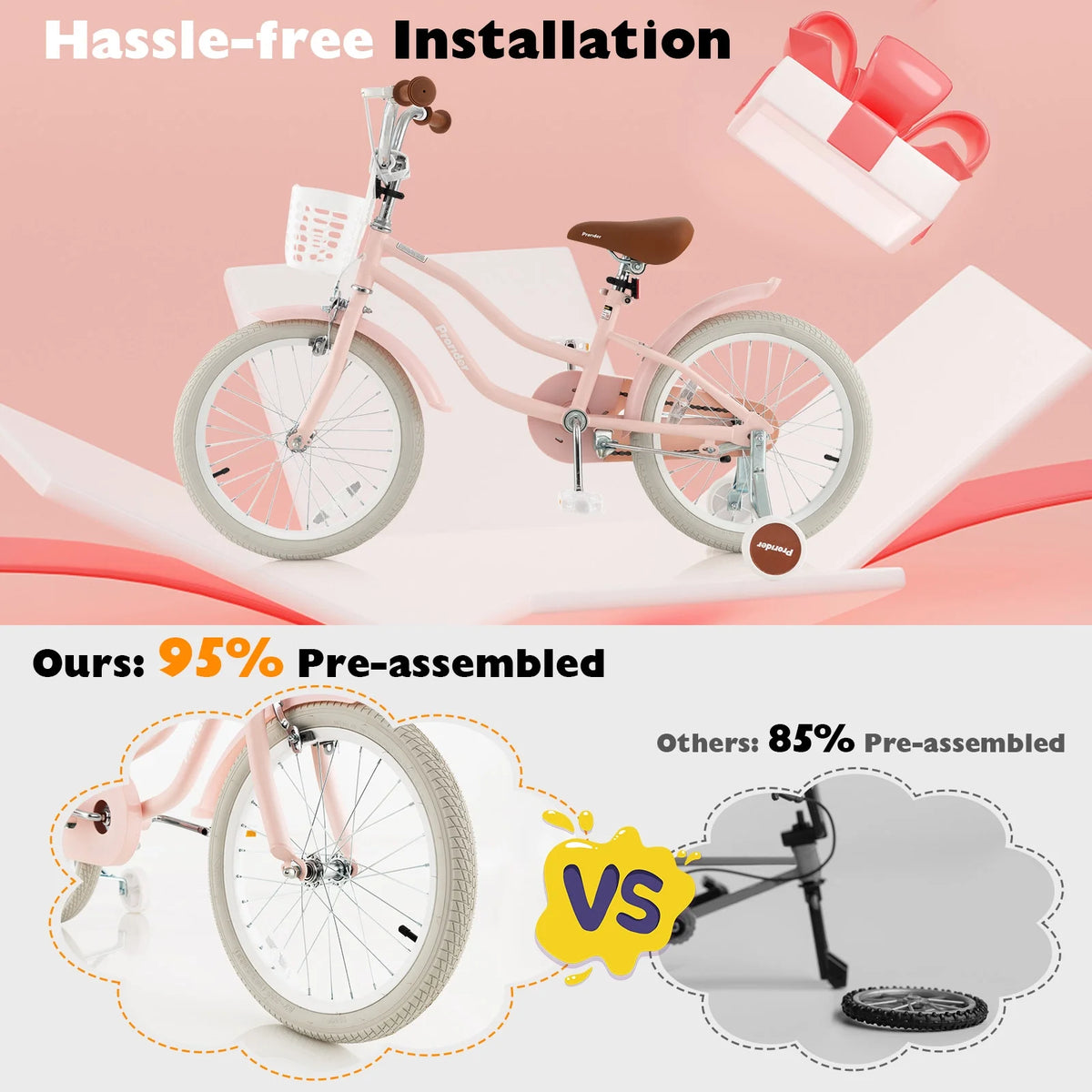 Pink Kids Bike with Training Wheel H9864