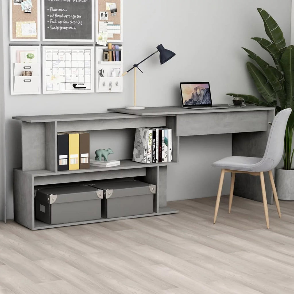 Concrete Gray Engineered Wood Corner Desk G224693