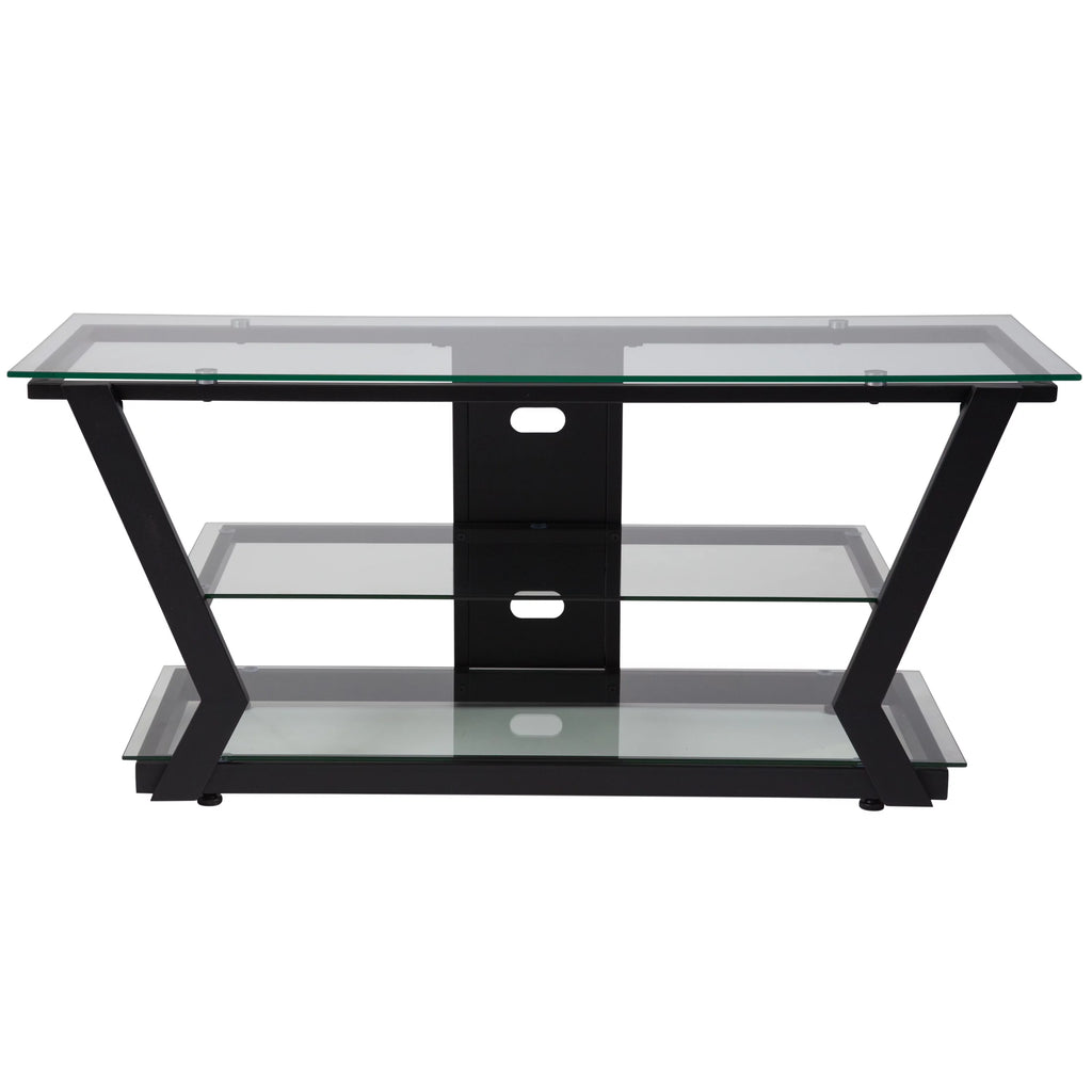 Glass TV Stand with Black Metal Frame Z191