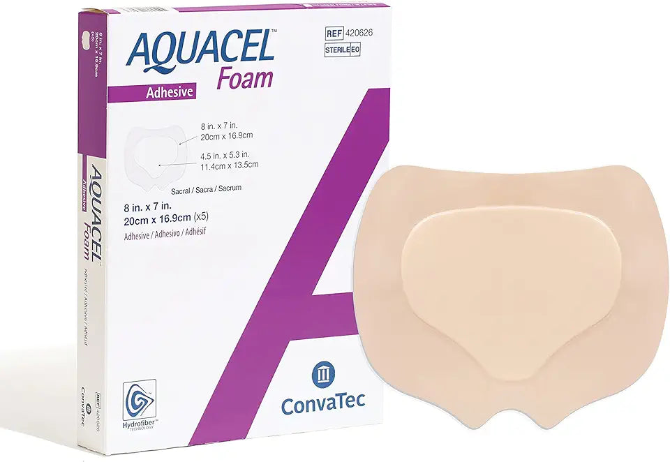 8"x7" Sacral Silicone Gel Adhesive Waterproof Foam Wound Dressing 5ct U571572