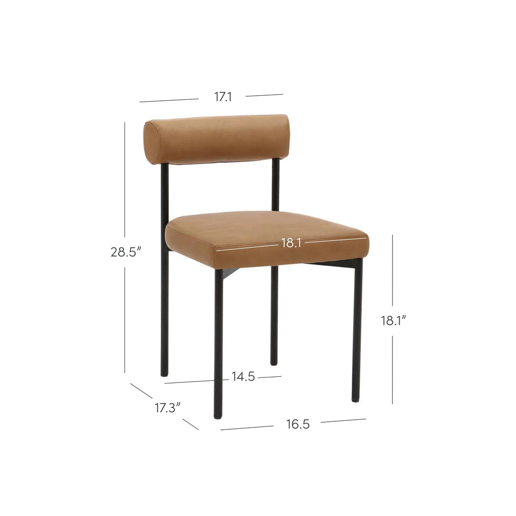 Brown Metal Legs Vegan Leather Dining Chair M23894