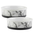 White Marble Pet Bowl Set of 2 W470