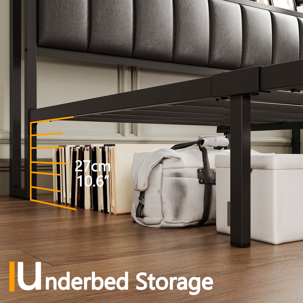 King Storage Bed Frame with Charging Station and Drawers I3258