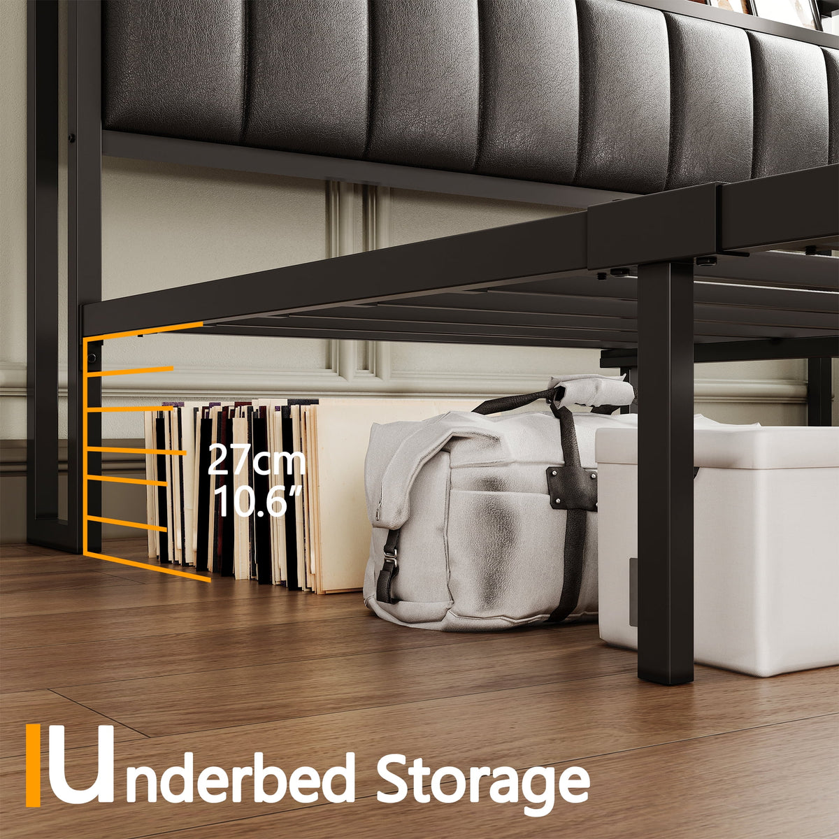 King Storage Bed Frame with Charging Station and Drawers I3258