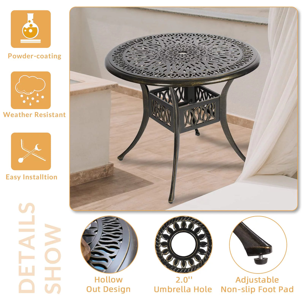 5 Piece Cushioned Swivel Rocking Patio Dining Set with 35.2" Round Table Y28049