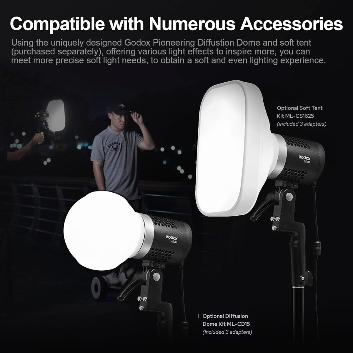 ML30 LED Video Light 5600K CRI96+ TLCI 97+ G2375