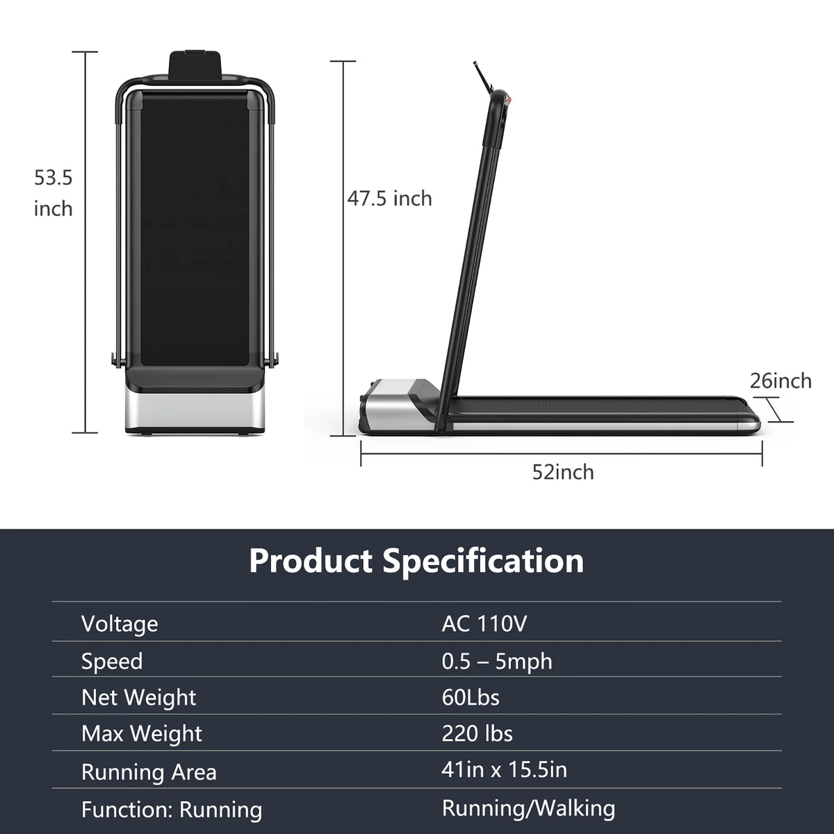 Ultra-Thin Folding Treadmill W3463