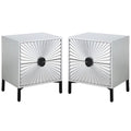 Antique Silver and Matte Black Side Table Set of 2 Y9679