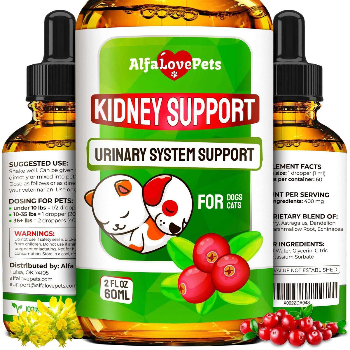 Natural Kidney Support for Dog Uti Cat Uti Canine Urinary Tract Care Wcranberry R626709