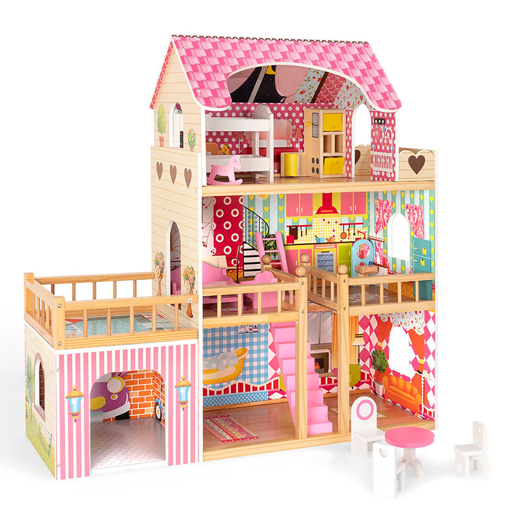Dollhouse Toy Family House with 7 pcs Furniture O108