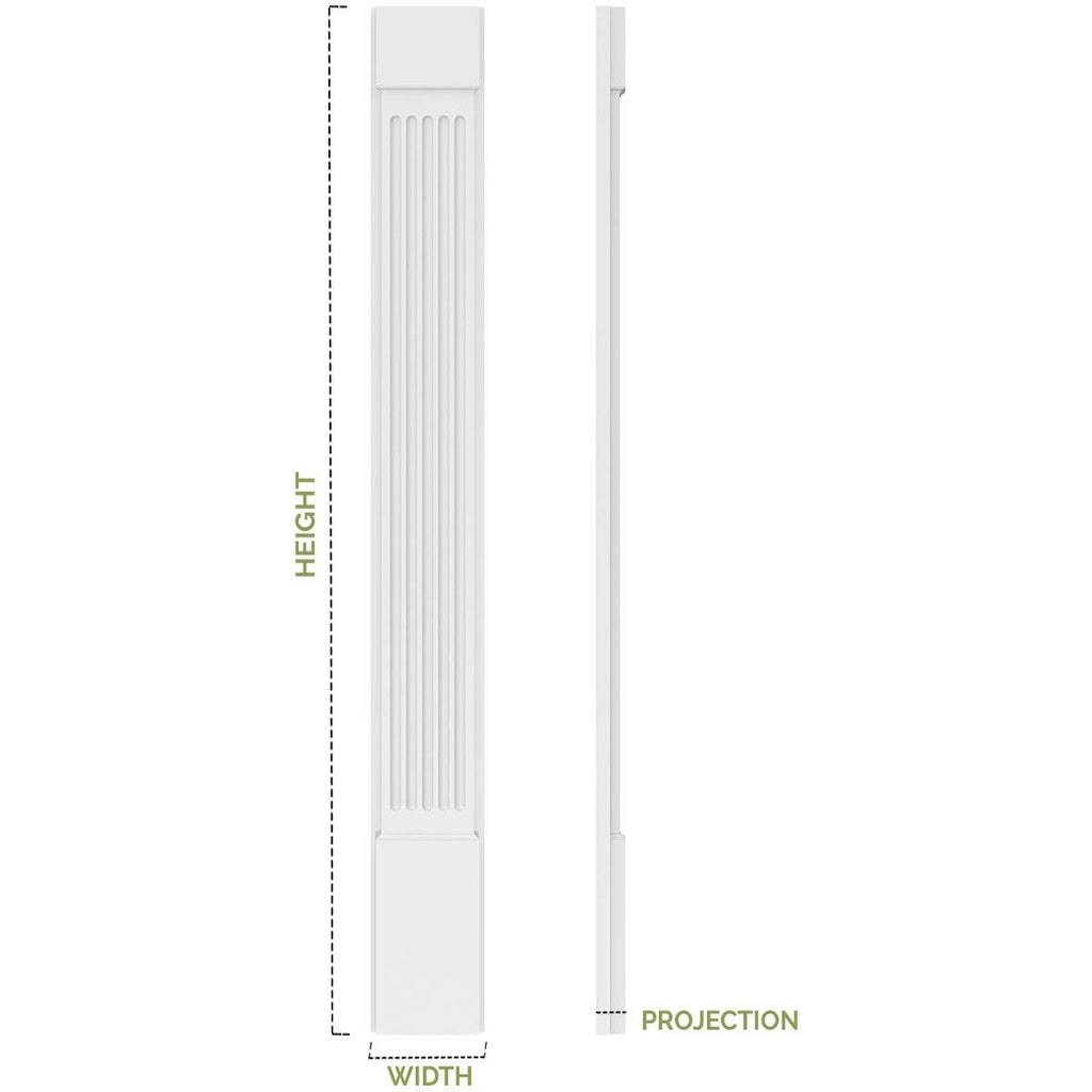 8x22W x 120x22H x 2x22P Raised Panel PVC Pilaster with Decorative Capital & Base (Pair) U72278