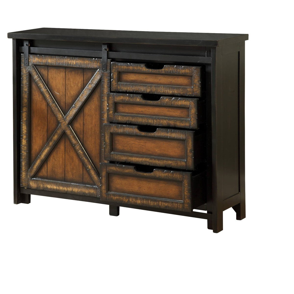 Four Drawer One Sliding Door Media Cabinet F2345