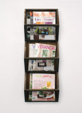 Rustic Wood and Metal Wall Storage Pockets Y314428
