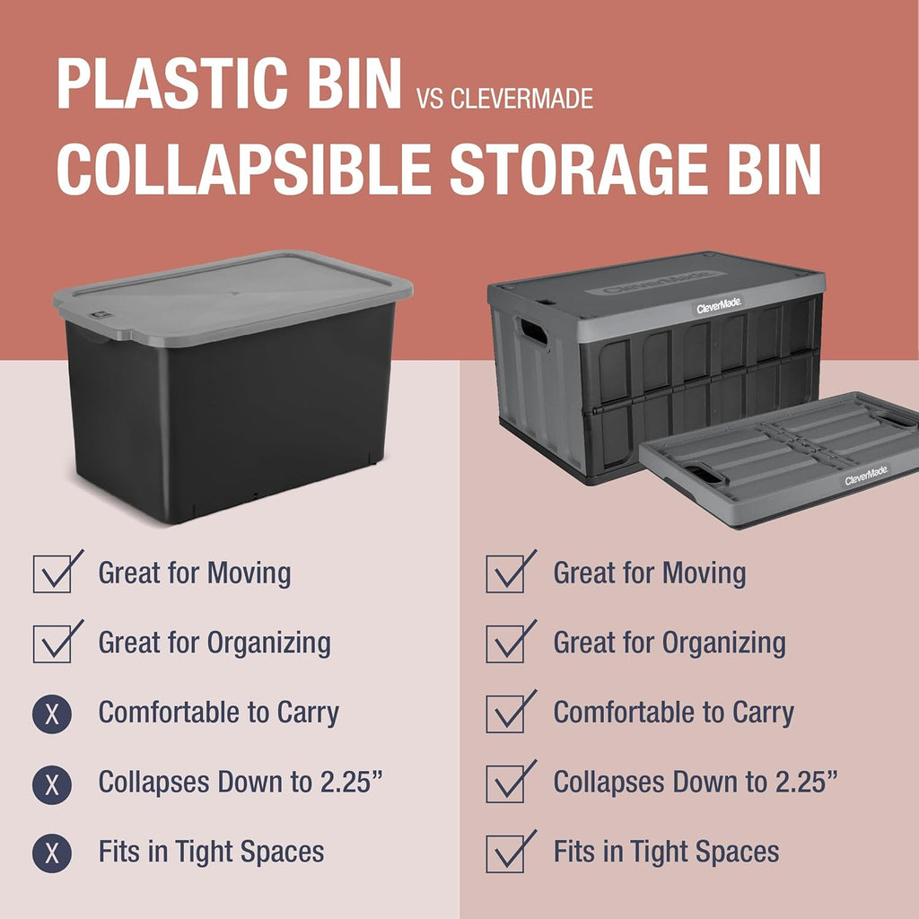 Collapsible Storage Bin with Lid, Tan, 3PK - 62L & Collapsible Shopping Basket, Ocean, 3PK - 24L R486