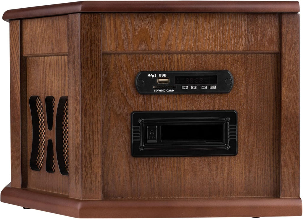 8-in-1 Natural Wood Turntable Stereo System with Bluetooth N411