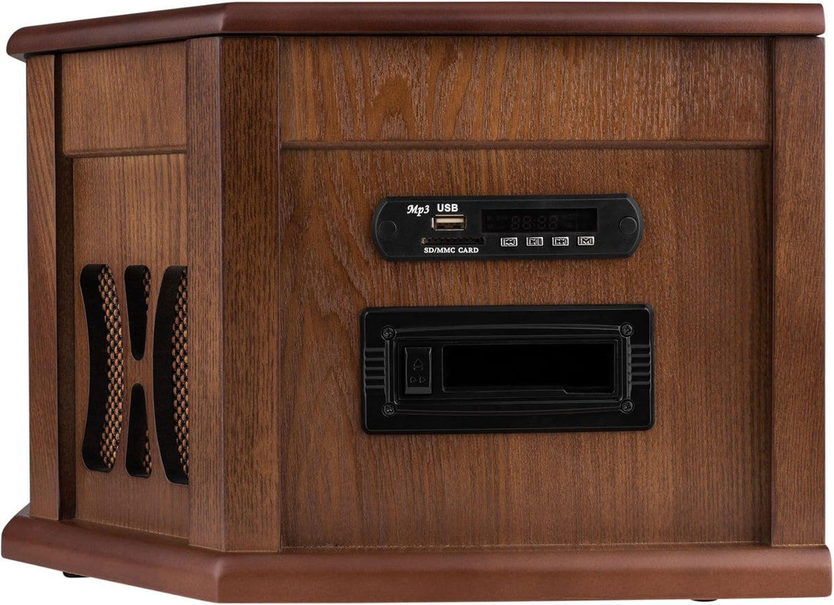 8-in-1 Natural Wood Turntable Stereo System with Bluetooth N411