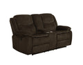 Brown Upholstered Power Loveseat with Console O9207