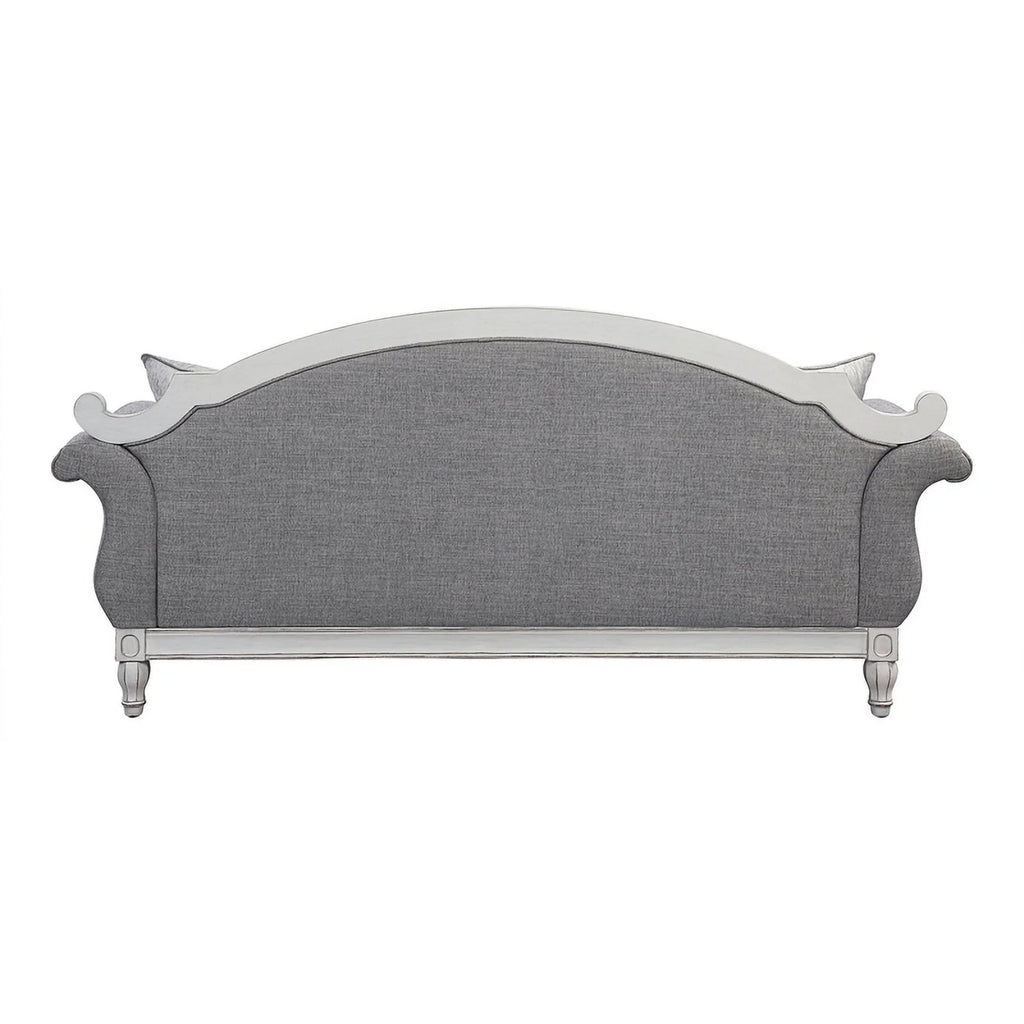Tufted Fabric Sofa with 4 Pillows in Gray/Antique White T761176