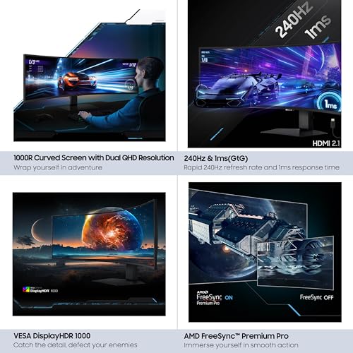 49" DQHD 1000R Curved Gaming Monitor, 240Hz, 1ms(GtG), DisplayHDR 1000 N815