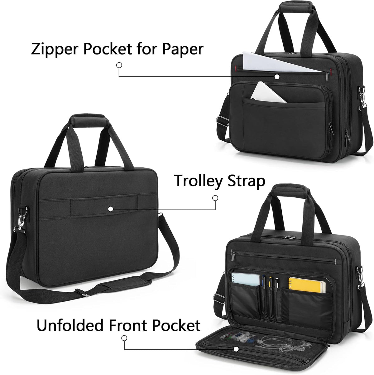 Double-layer Portable Printer Storage Bag with Laptop Layer and Shoulder Strap V17109