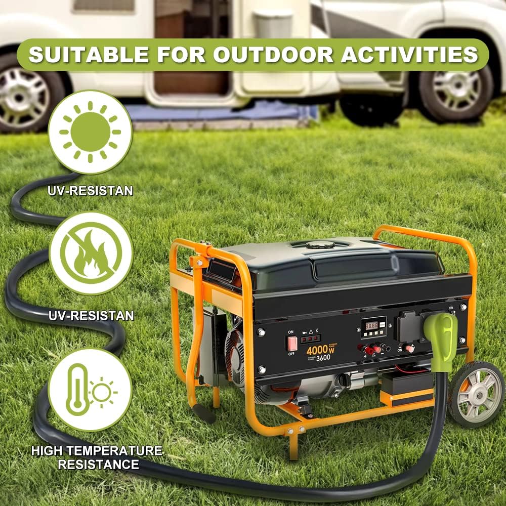 50 Amp Generator Extension Cord, NEMA 14-50P to SS2-50R, STW 6/3 + 8/1, Twist Lock Plug, 25FT G2593