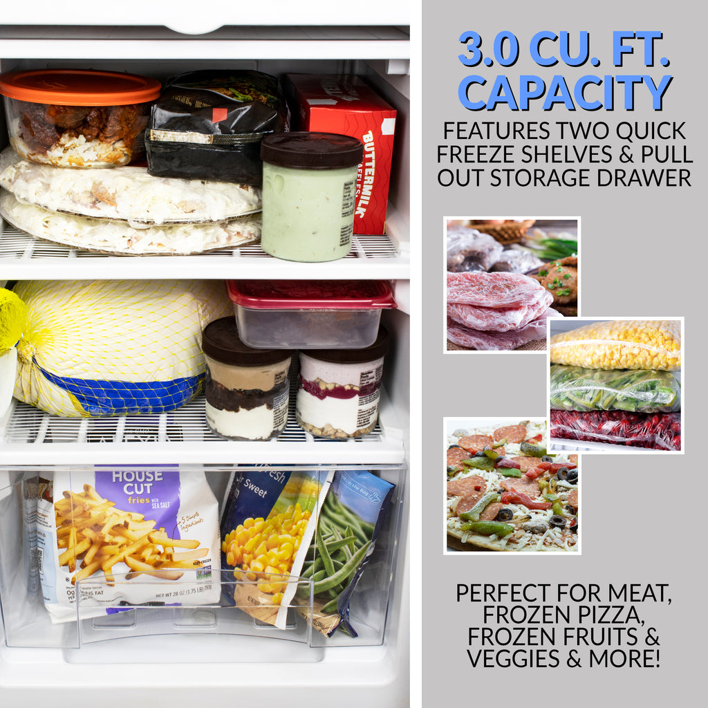 3.0 Cu. Ft. Upright Freezer with 1 Pull Out Drawer A71623