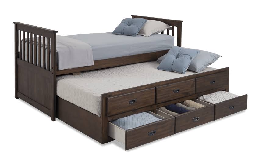 Twin Rustic Captain Bed with Trundle in Brown T9168