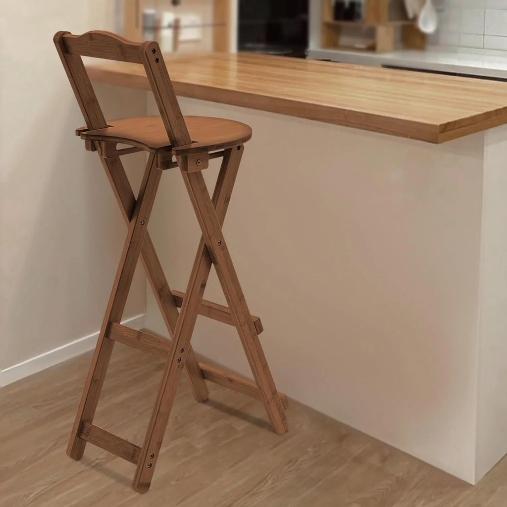Bamboo Bar Stools Foldable Lightweight Space-saving W78928