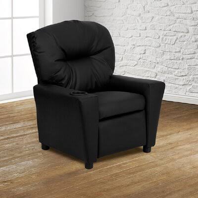Black Leather Kids Recliner V91648