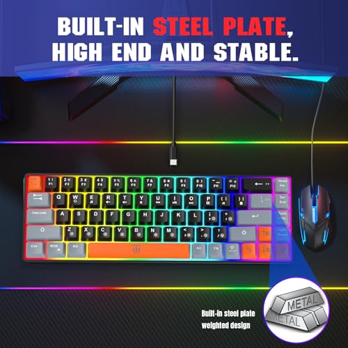 Compact RGB Backlit Gaming Keyboard (68 Keys, White&Grey&Orange) A4252