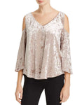 Crushed Velvet Cold Shoulder Blouse Q612