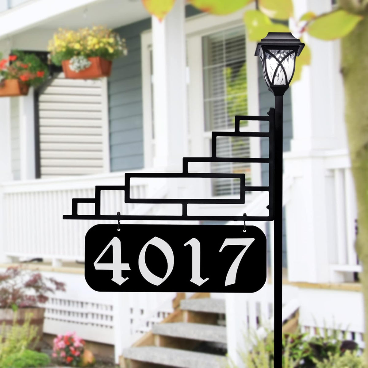 Reflective Address Sign with Solar Light (47 Pole) N3529