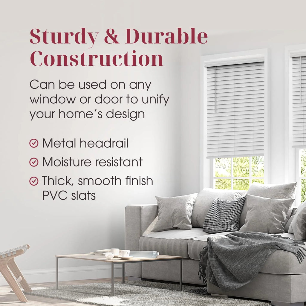 White Cordless Faux Wood Blind 31 1/2"W x 60"H X268016