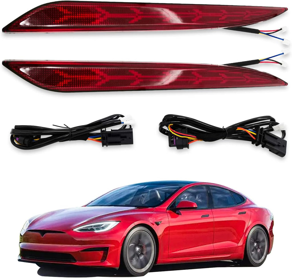 LED Rear Fog Lights Reflector Lamps for Tesla Model 3, 2 Pcs R7242