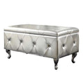 Silver Tufted Hard Wood Storage Bench G531