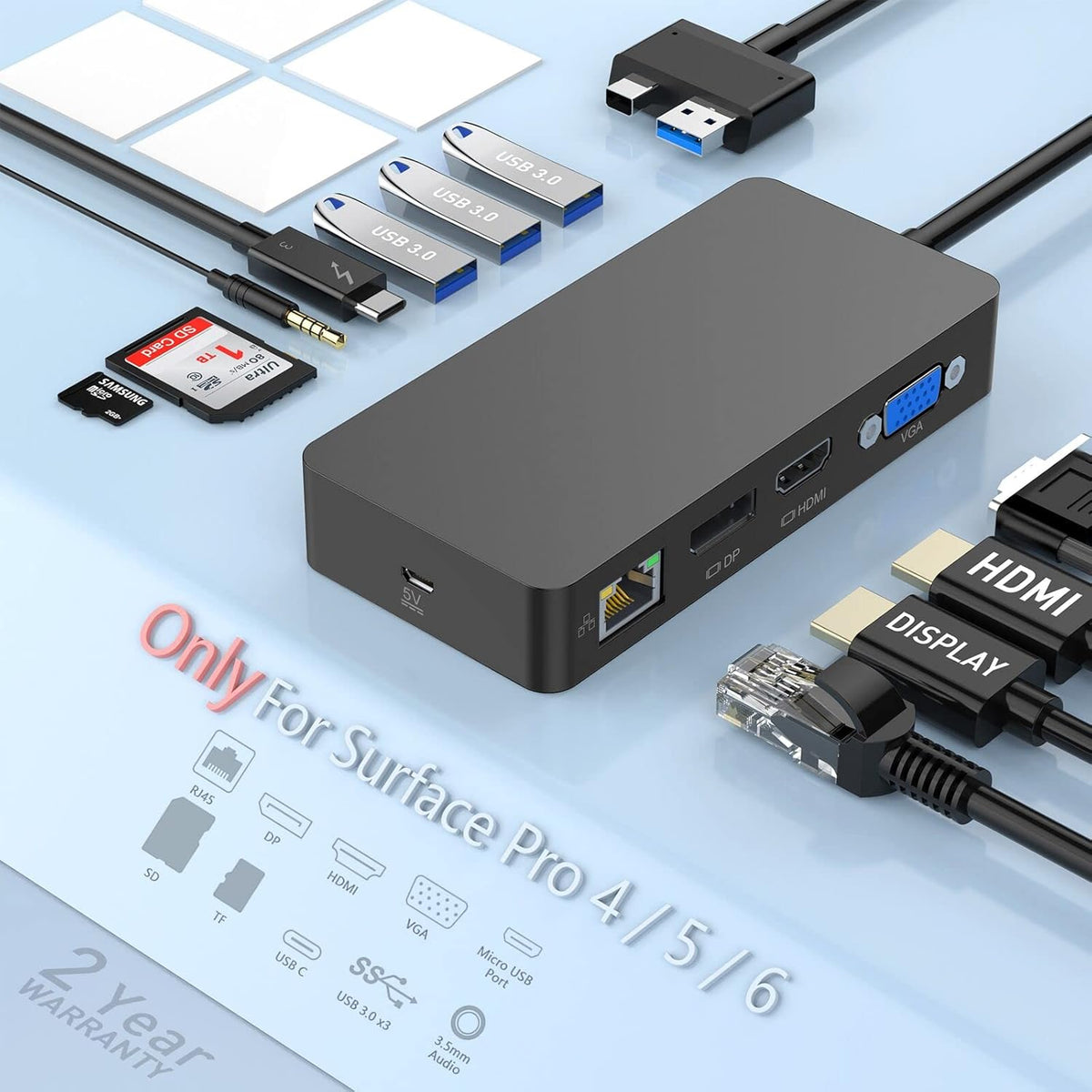 Surface Pro Docking Station 12 in 1 4K Display F130900