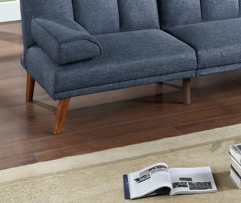 Navy Polyfiber Sectional Sofa with Chaise S55141