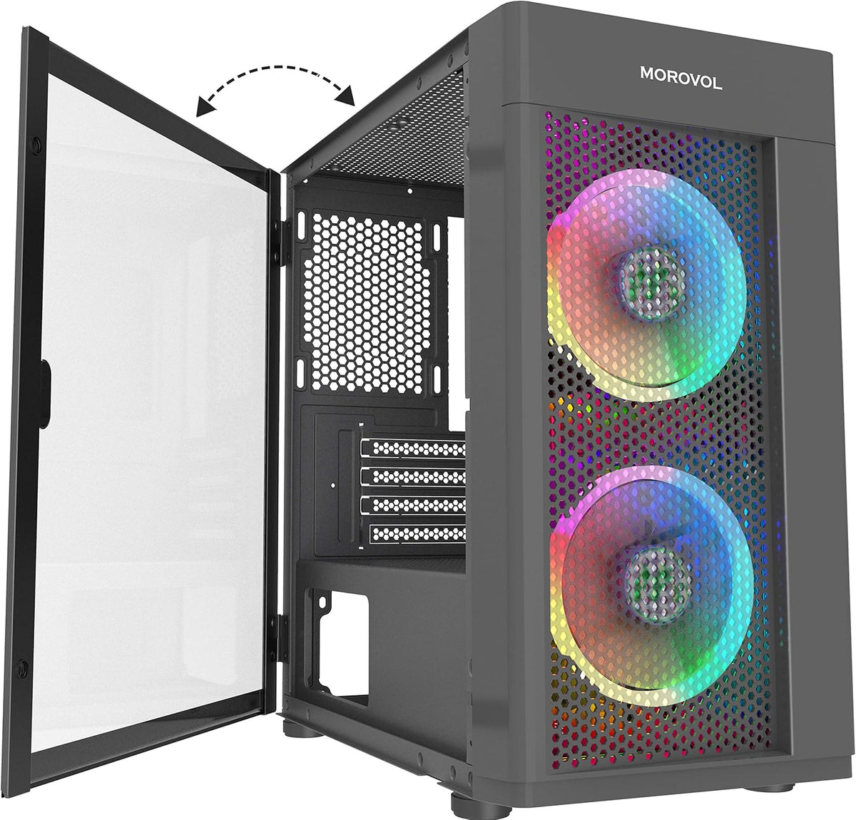 Micro-ATX Tower Computer Case with 2pcs 120MM ARGB Fans T650541