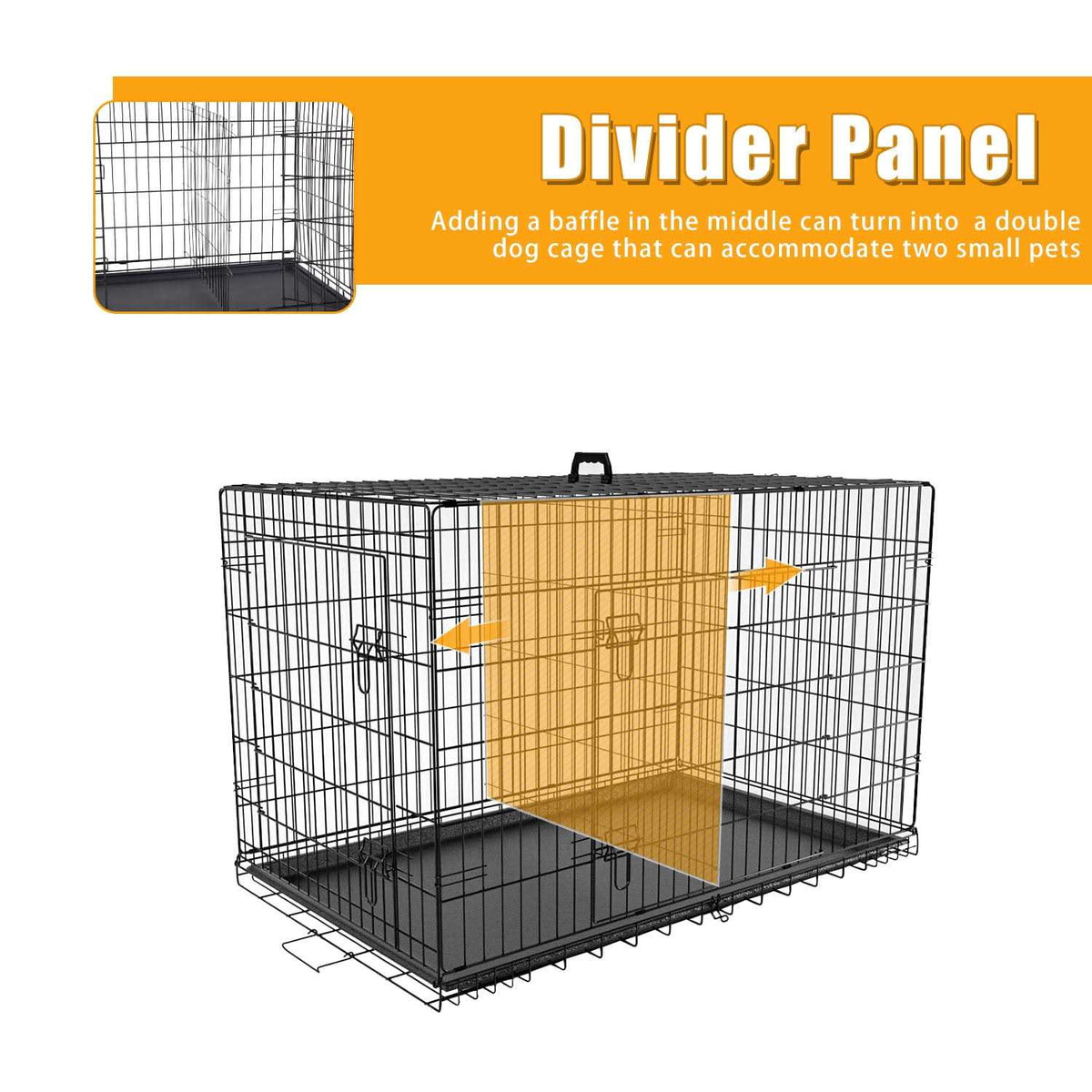 Large Dog Crate with Divider and Double Door E1668