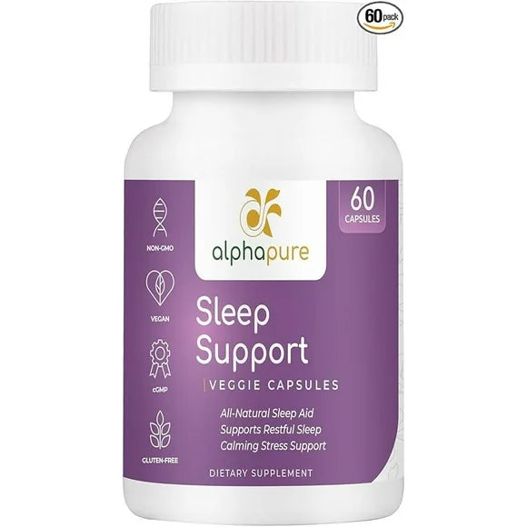 Melatonin Ashwagandha L-Theanine Sleep Supplement 60 Capsules K7429